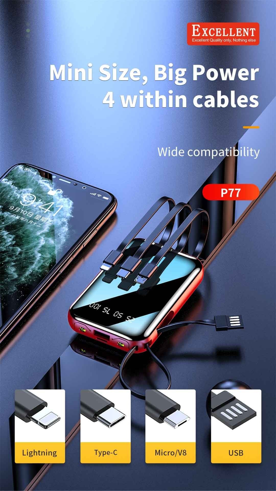 EXCELLENT p77 12,000mAh power bank