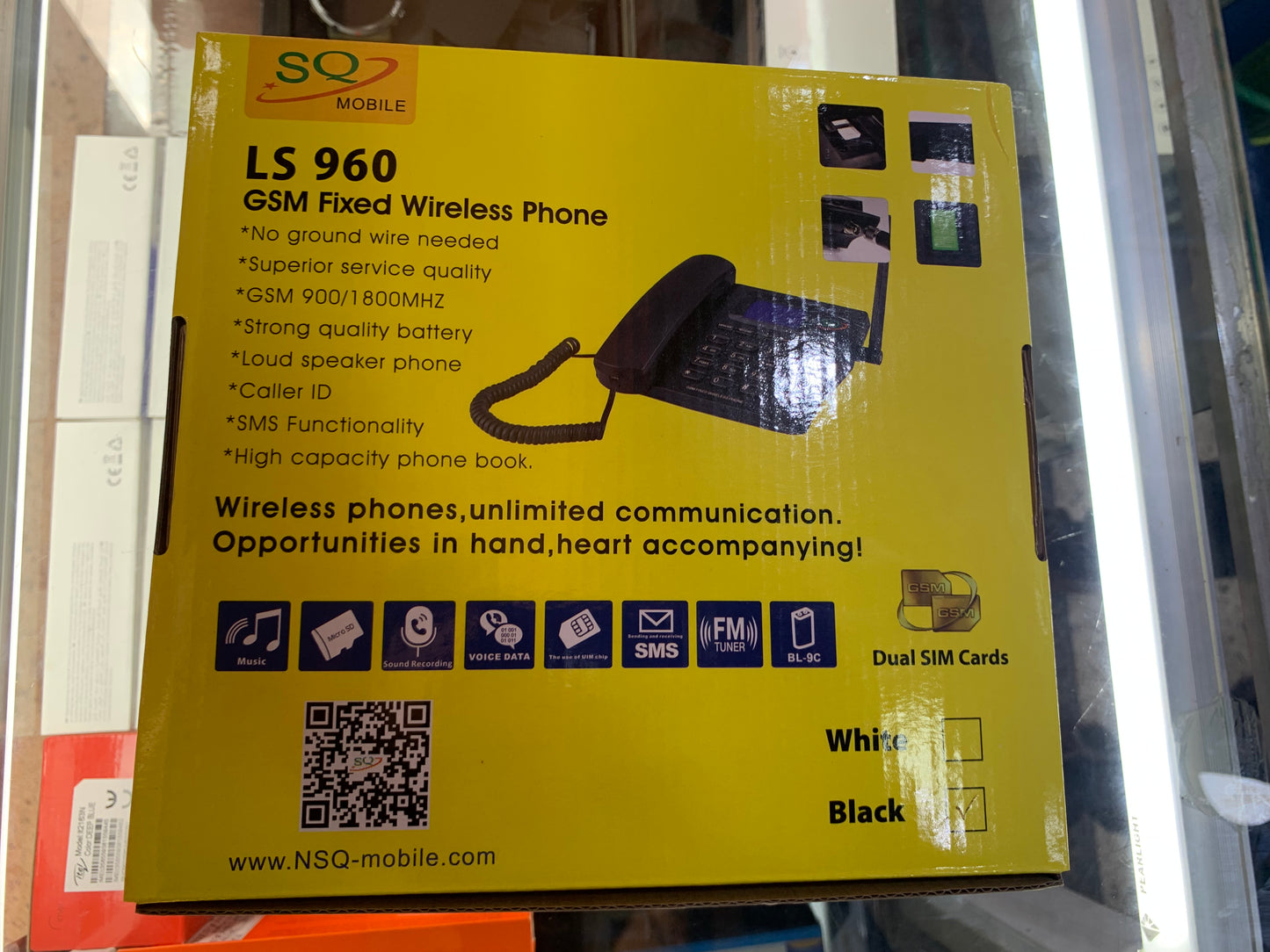 SQ Mobile SQ LS-960 Dual Sim Gsm Wireless Landline Desktop Phone – Black