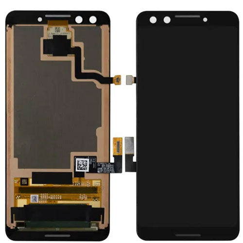 Phone screen assembly with front and back views on a white background Google pixel 3 screen replacement