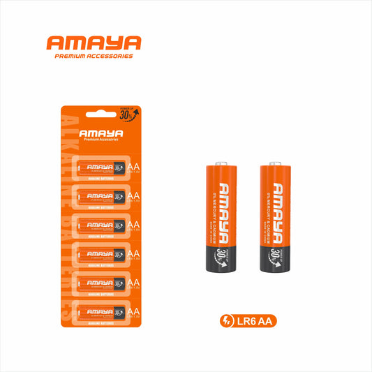 AMAYA LR03 AA Alkaline Battery 6-Pack ? Mercury-Free, Cadmium-Free, 30% Extra Power for Long-Lasting Performance
