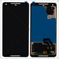 Phone screen assembly with black front panel and blue back panel on a white background pixel 2 xl
