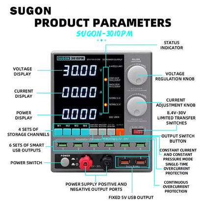 SUGON 3010PM 30V 10A Programmable DC Power Supply with built in short killer