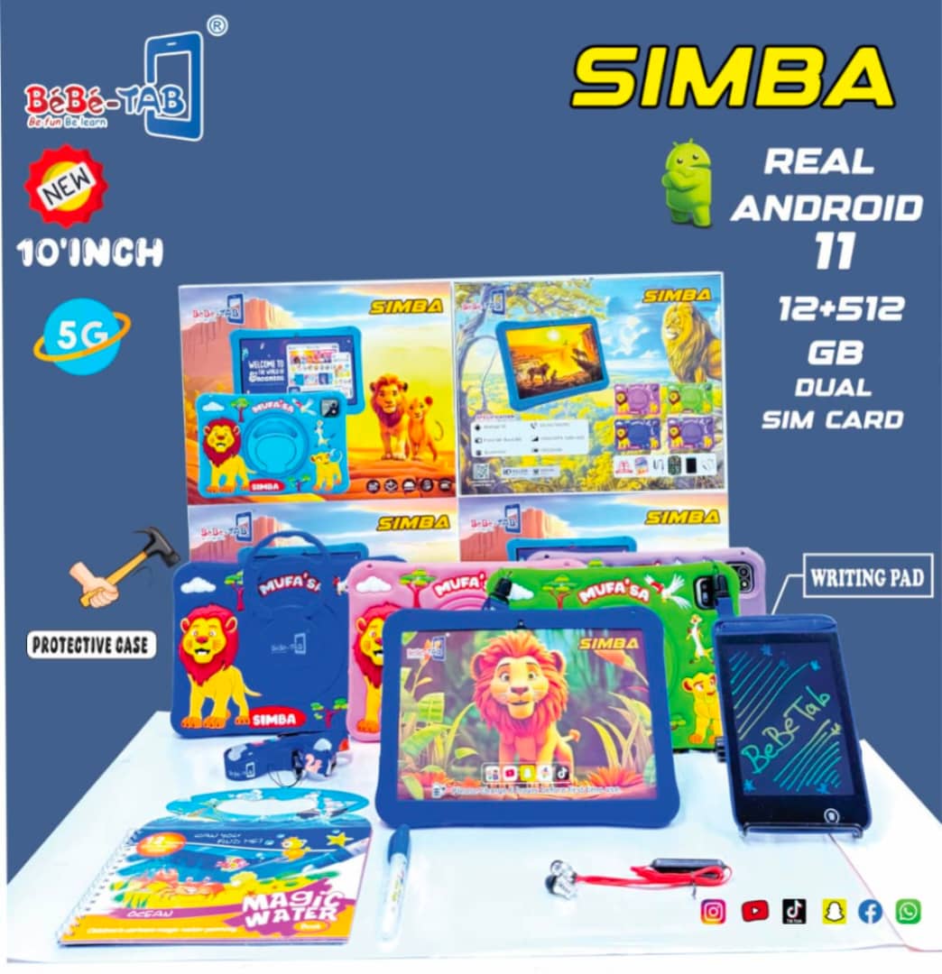 BeBe Simba Kids Tablet - Vibrant 10-Inch Android Tablet for Fun & Learning