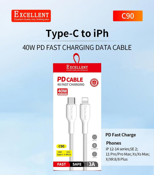 excellent c90 typec to iphone lightening cable